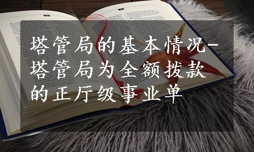 塔管局的基本情况-塔管局为全额拨款的正厅级事业单