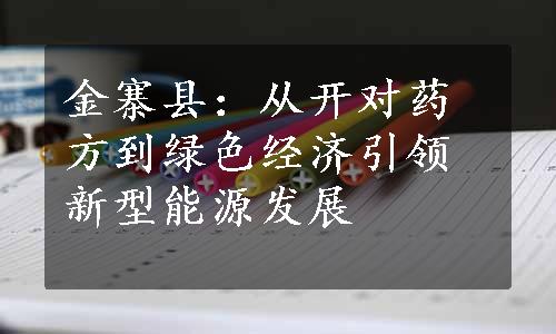 金寨县：从开对药方到绿色经济引领新型能源发展