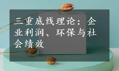 三重底线理论：企业利润、环保与社会绩效