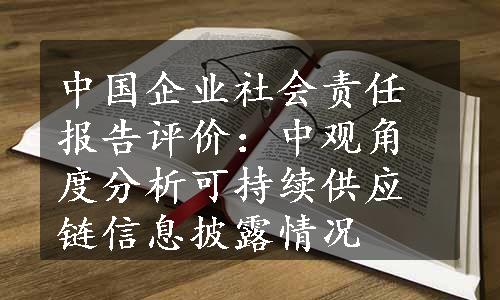 中国企业社会责任报告评价：中观角度分析可持续供应链信息披露情况