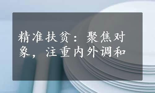 精准扶贫：聚焦对象，注重内外调和