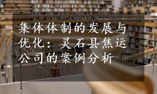 集体体制的发展与优化：灵石县焦运公司的案例分析