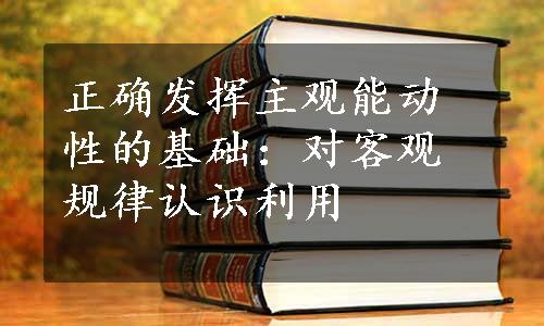 正确发挥主观能动性的基础：对客观规律认识利用