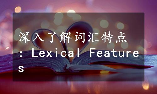 深入了解词汇特点：Lexical Features