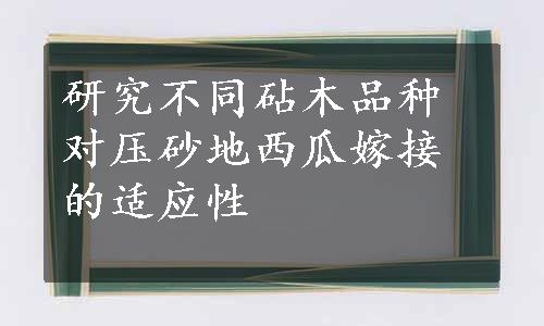 研究不同砧木品种对压砂地西瓜嫁接的适应性