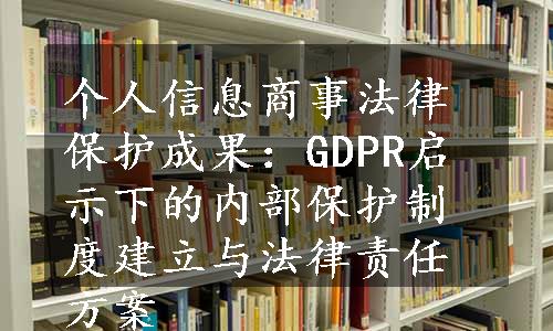 个人信息商事法律保护成果：GDPR启示下的内部保护制度建立与法律责任方案