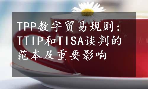 TPP数字贸易规则：TTIP和TISA谈判的范本及重要影响