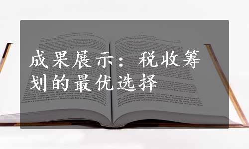 成果展示：税收筹划的最优选择