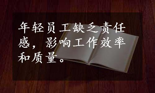 年轻员工缺乏责任感，影响工作效率和质量。