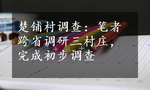 楚铺村调查：笔者跨省调研三村庄，完成初步调查