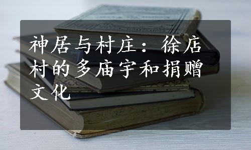 神居与村庄：徐店村的多庙宇和捐赠文化