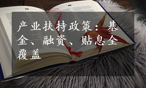 产业扶持政策：基金、融资、贴息全覆盖