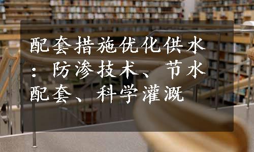 配套措施优化供水：防渗技术、节水配套、科学灌溉