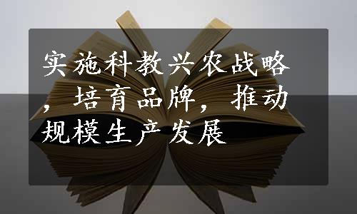 实施科教兴农战略，培育品牌，推动规模生产发展