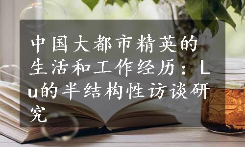 中国大都市精英的生活和工作经历：Lu的半结构性访谈研究