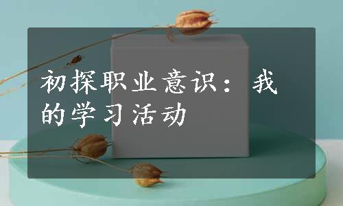 初探职业意识：我的学习活动