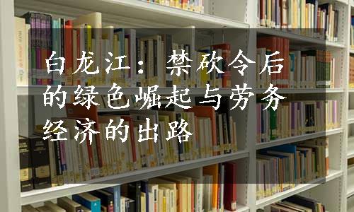 白龙江：禁砍令后的绿色崛起与劳务经济的出路