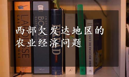 西部欠发达地区的农业经济问题