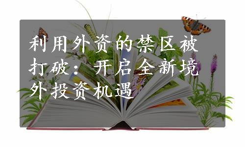 利用外资的禁区被打破：开启全新境外投资机遇