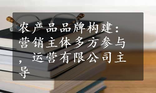 农产品品牌构建：营销主体多方参与，运营有限公司主导