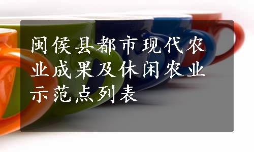 闽侯县都市现代农业成果及休闲农业示范点列表