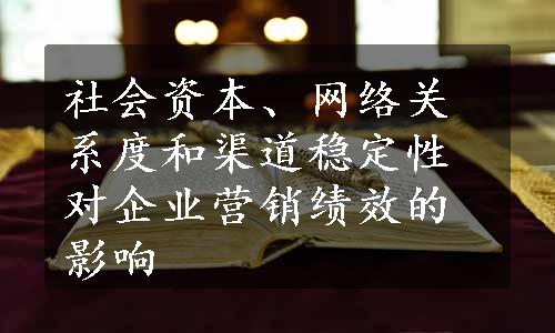 社会资本、网络关系度和渠道稳定性对企业营销绩效的影响