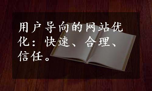 用户导向的网站优化：快速、合理、信任。