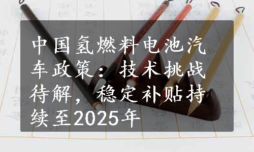 中国氢燃料电池汽车政策：技术挑战待解，稳定补贴持续至2025年