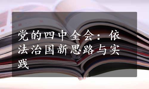 党的四中全会：依法治国新思路与实践