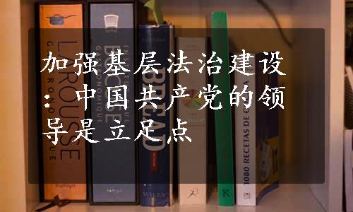 加强基层法治建设：中国共产党的领导是立足点