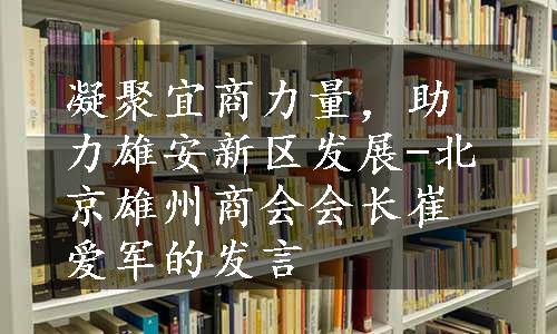 凝聚宜商力量，助力雄安新区发展-北京雄州商会会长崔爱军的发言