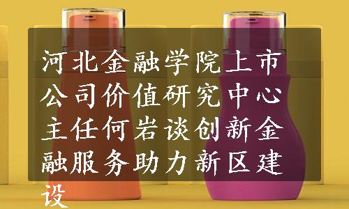 河北金融学院上市公司价值研究中心主任何岩谈创新金融服务助力新区建设