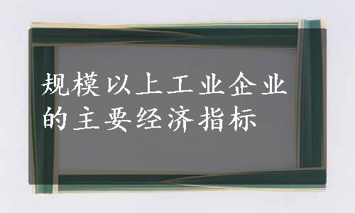 规模以上工业企业的主要经济指标