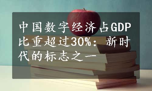 中国数字经济占GDP比重超过30%：新时代的标志之一