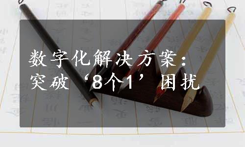 数字化解决方案：突破‘8个1’困扰