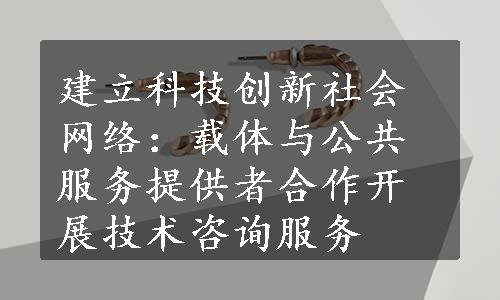 建立科技创新社会网络：载体与公共服务提供者合作开展技术咨询服务