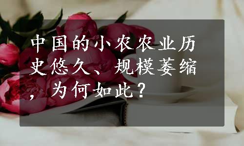 中国的小农农业历史悠久、规模萎缩，为何如此？