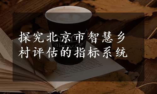 探究北京市智慧乡村评估的指标系统