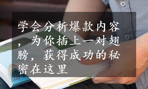 学会分析爆款内容，为你插上一对翅膀，获得成功的秘密在这里