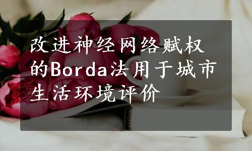 改进神经网络赋权的Borda法用于城市生活环境评价