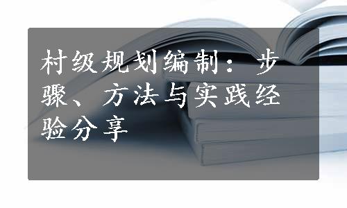 村级规划编制：步骤、方法与实践经验分享