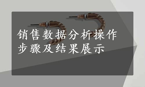 销售数据分析操作步骤及结果展示