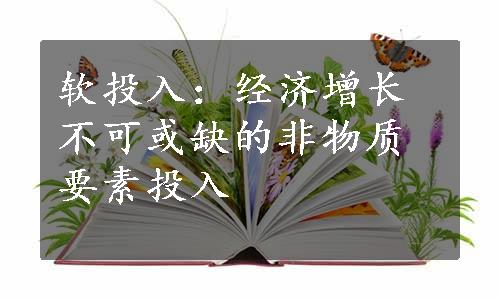 软投入：经济增长不可或缺的非物质要素投入