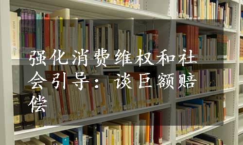 强化消费维权和社会引导：谈巨额赔偿