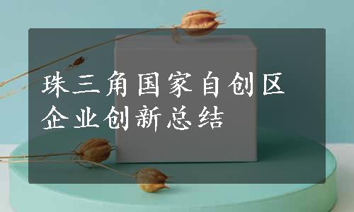 珠三角国家自创区企业创新总结