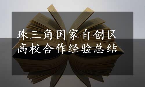 珠三角国家自创区高校合作经验总结