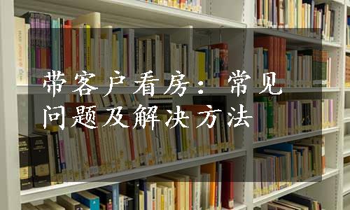 带客户看房：常见问题及解决方法