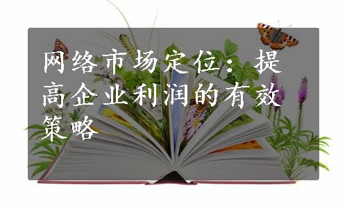 网络市场定位：提高企业利润的有效策略