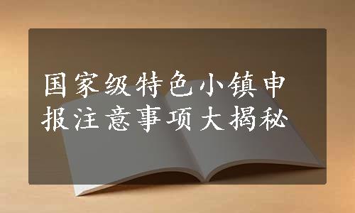 国家级特色小镇申报注意事项大揭秘