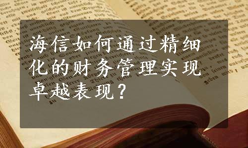 海信如何通过精细化的财务管理实现卓越表现？